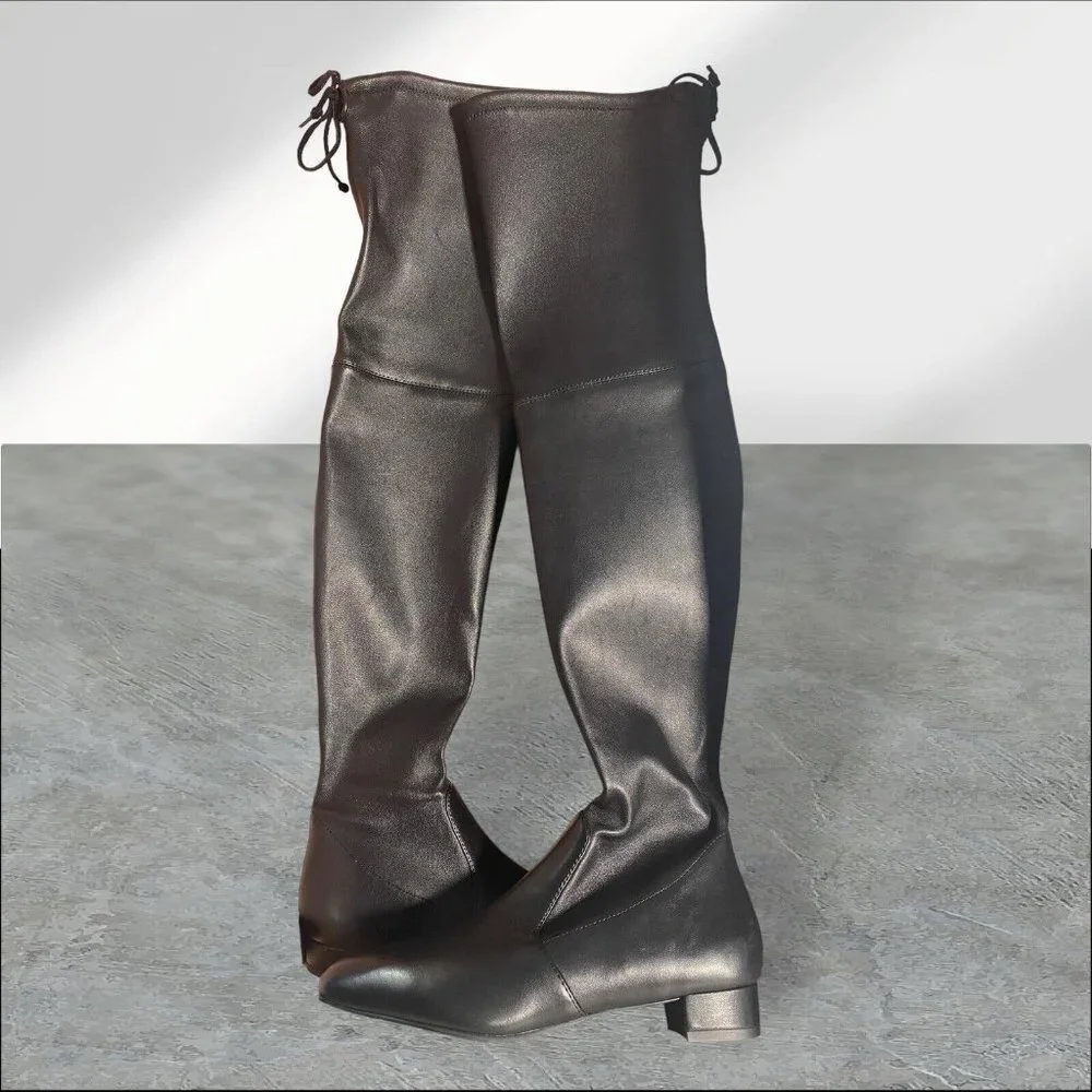 Stuart Weitzman Womans Genna 25 Over The Knee City Boot Black Leather SZ 7‎
